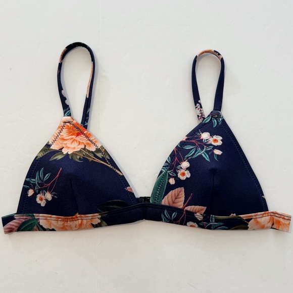 Triangl Neoprene Navy Floral Bikini Top - Picture 1 of 8
